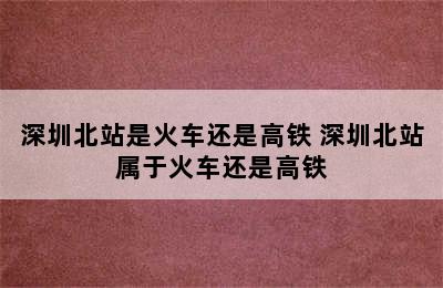 深圳北站是火车还是高铁 深圳北站属于火车还是高铁
